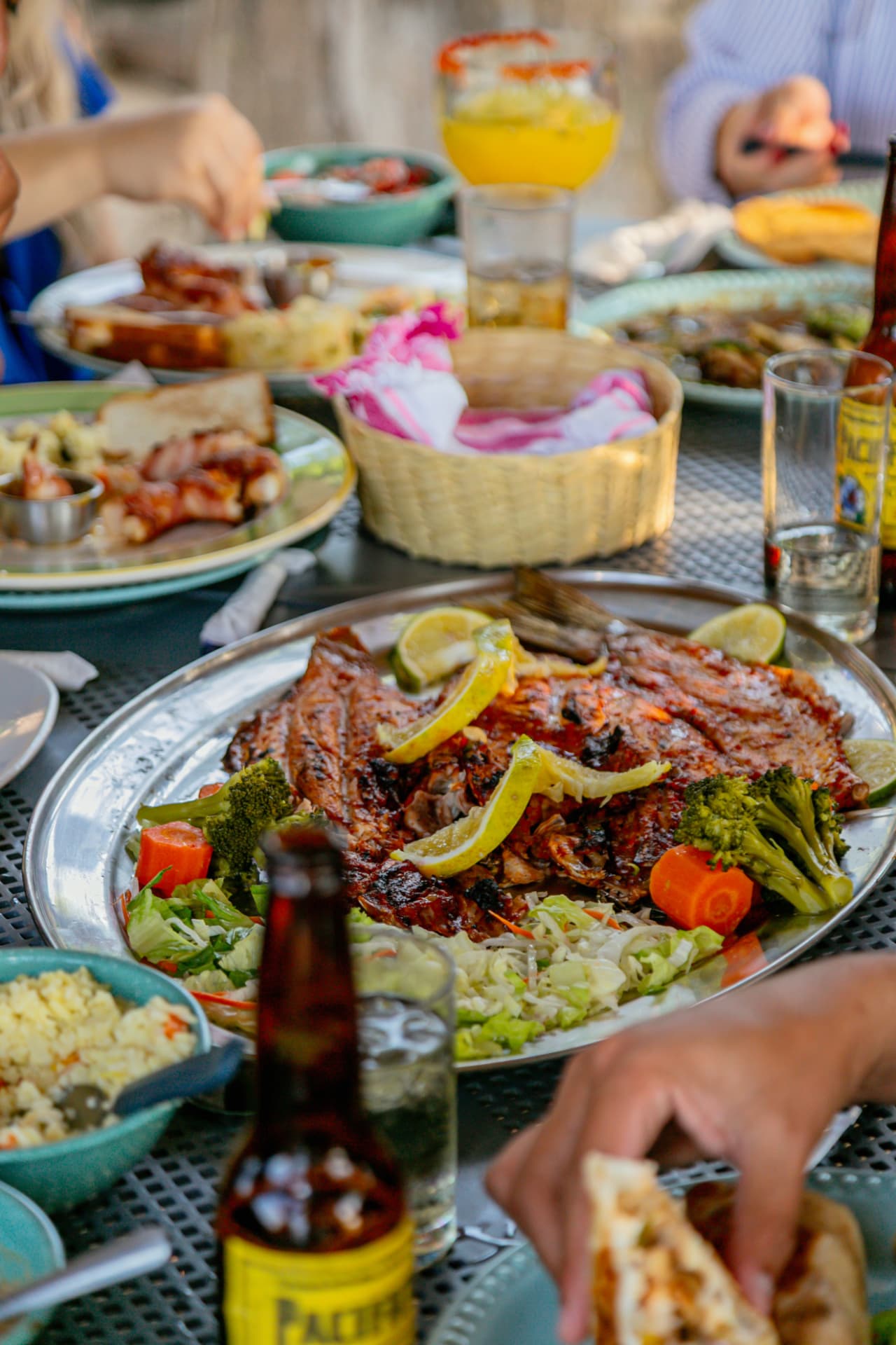 Zarandeado fish and fresh seafood at the beach club in Quimixto, Banderas Bay