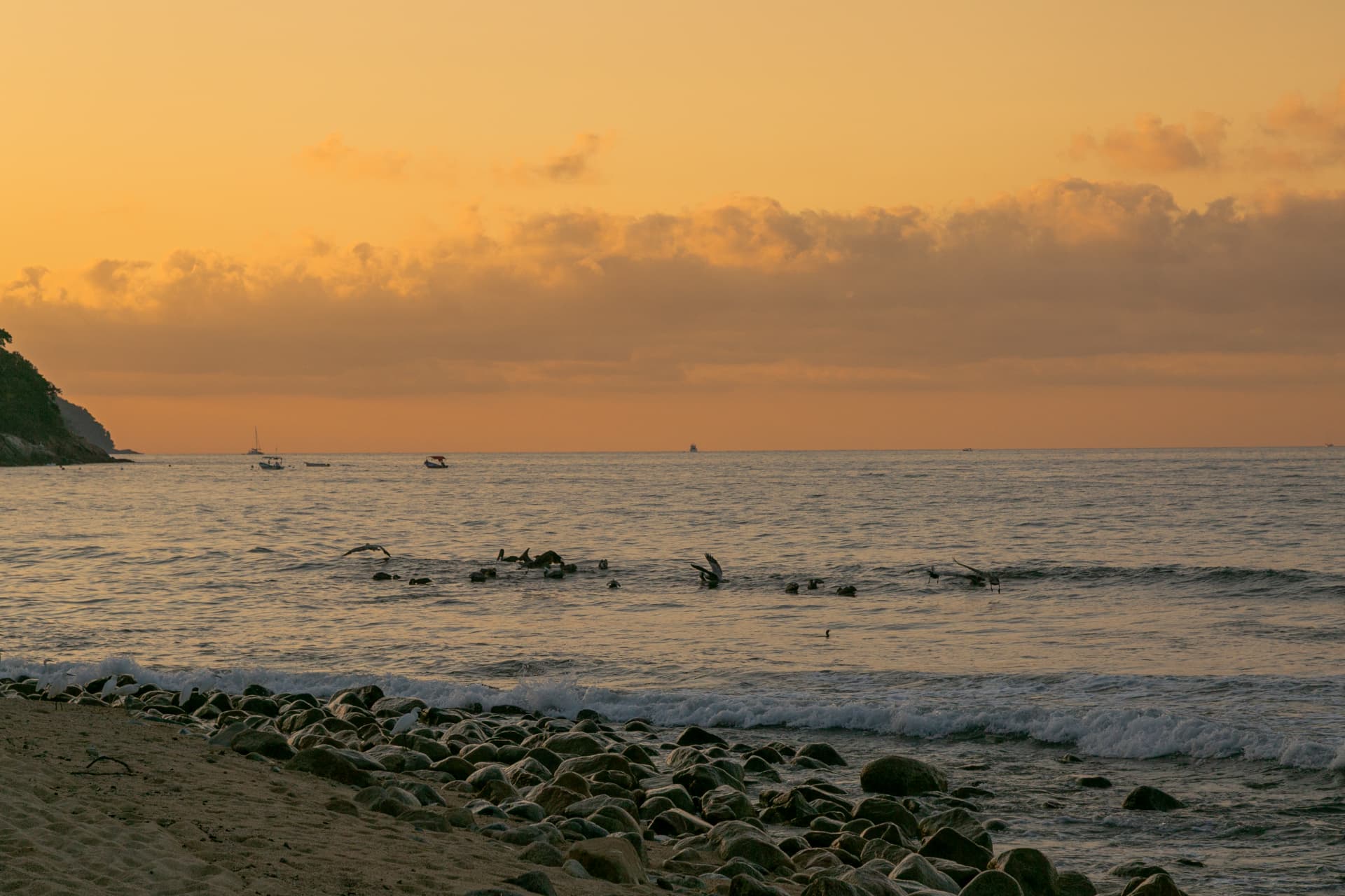 Sunrise over the sea in Quimixto, Banderas Bay, Puerto Vallarta