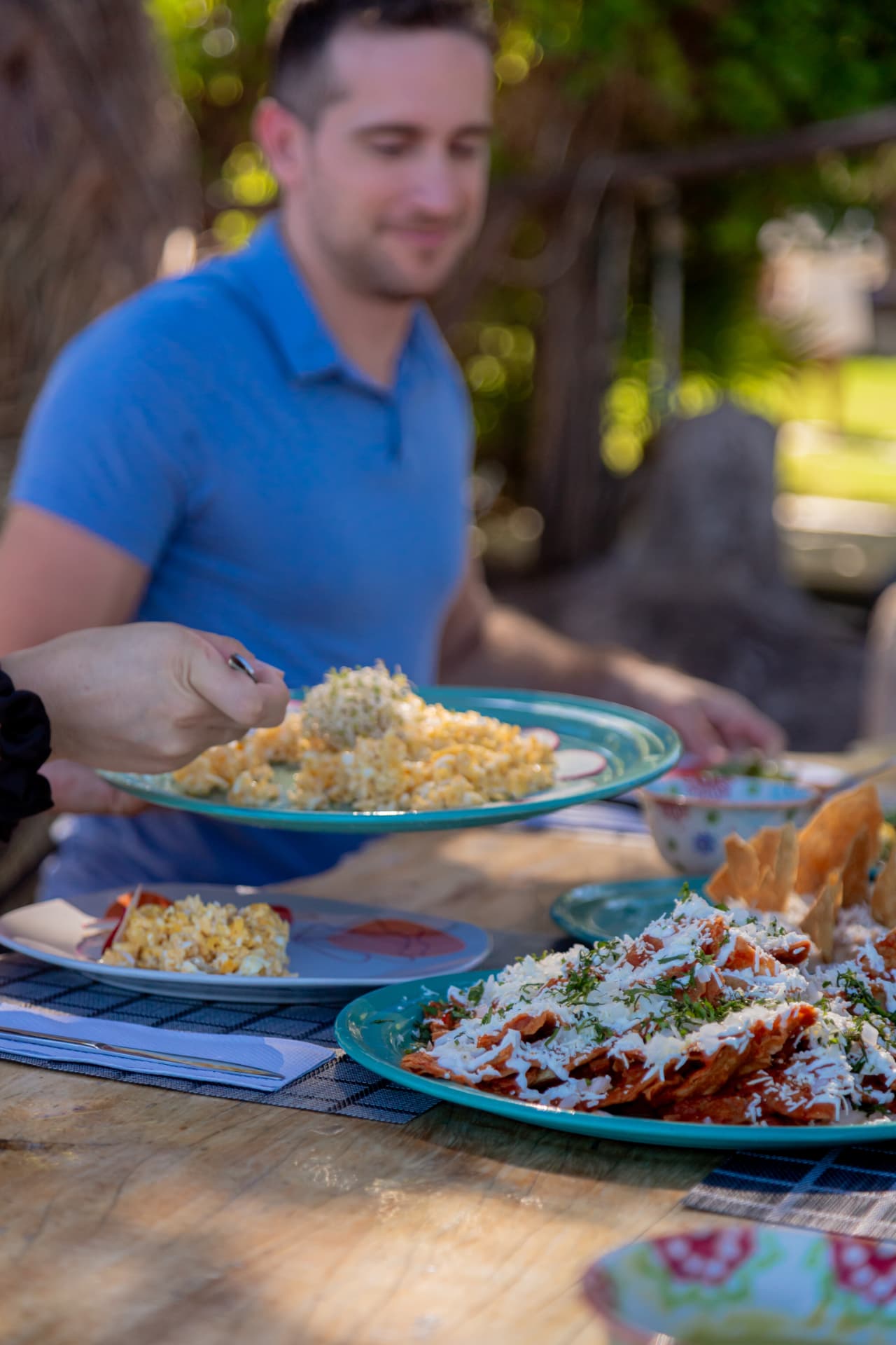 Guests having breakfast at the Amaca Beach Retreat beach club