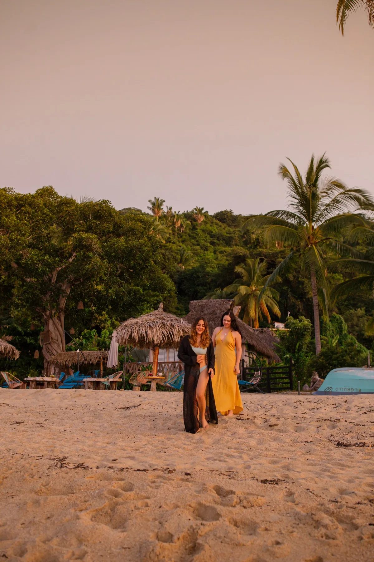 Sunset walk on the beach in front of Amaca Beach