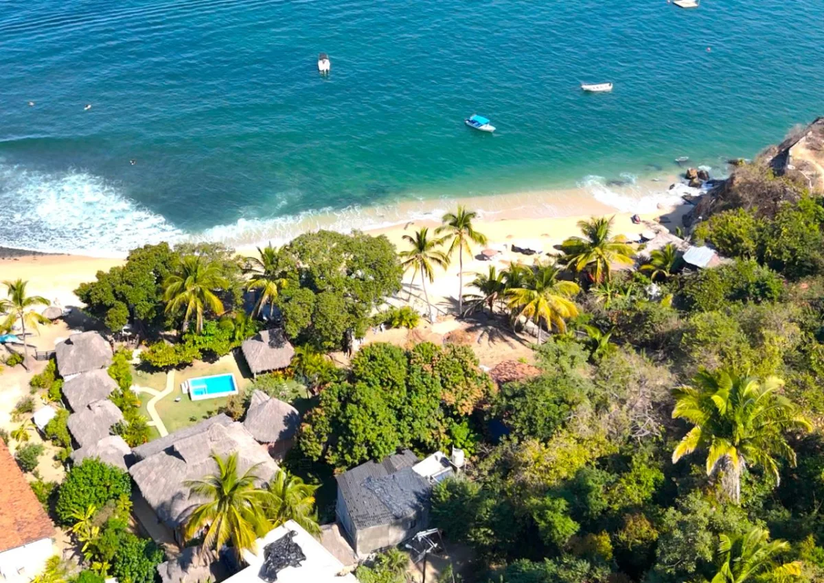 Aerial view of Amaca Beach by the sea